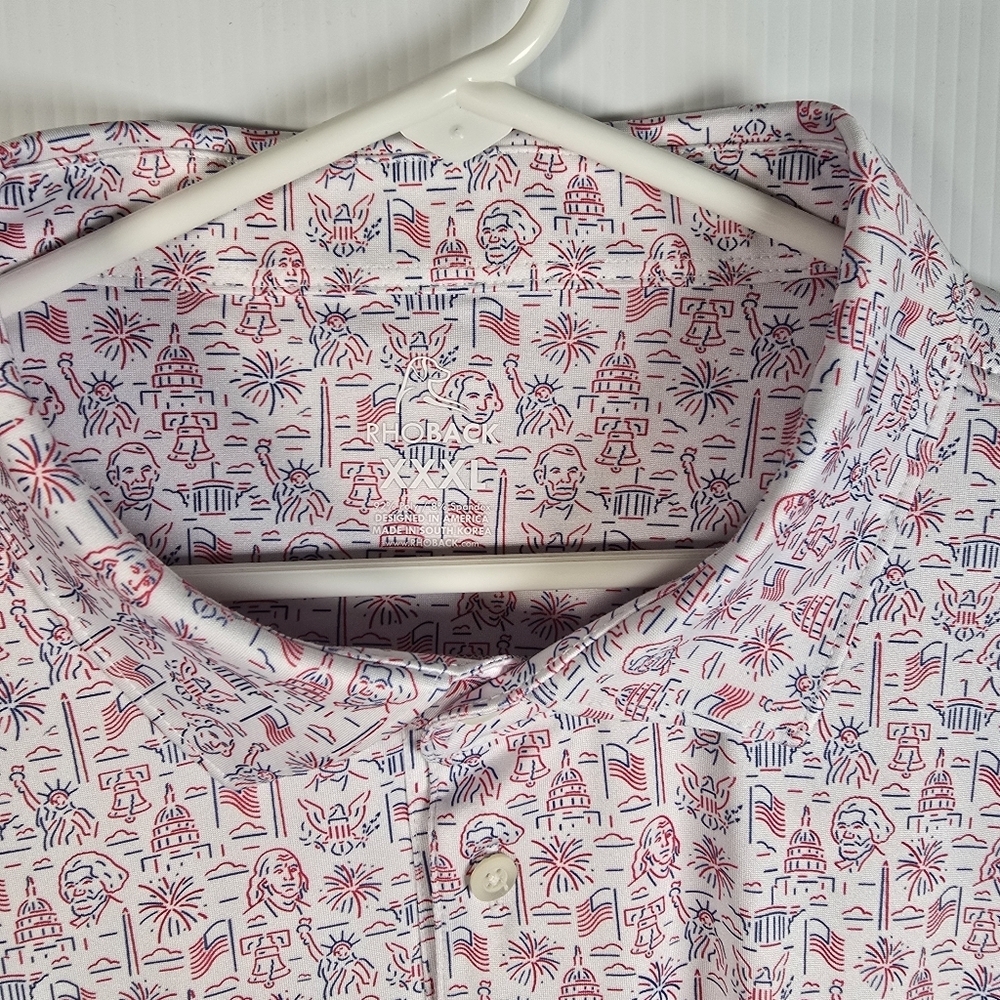 NWOT RHOback Mens Polo Shirt USA Patriotic President Print Golf Casual XXXL - Picture 4 of 10